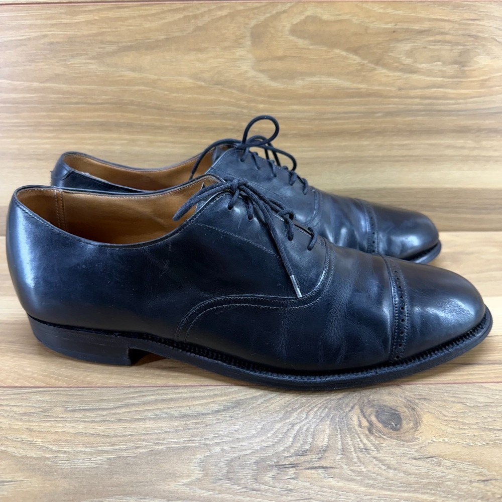 Barrie England Cap Toe Oxfords Mens 11 D Black Leather Formal Wedding Business